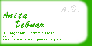 anita debnar business card